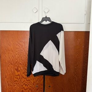 Adidas black and White Geometric Long Sleeve Top